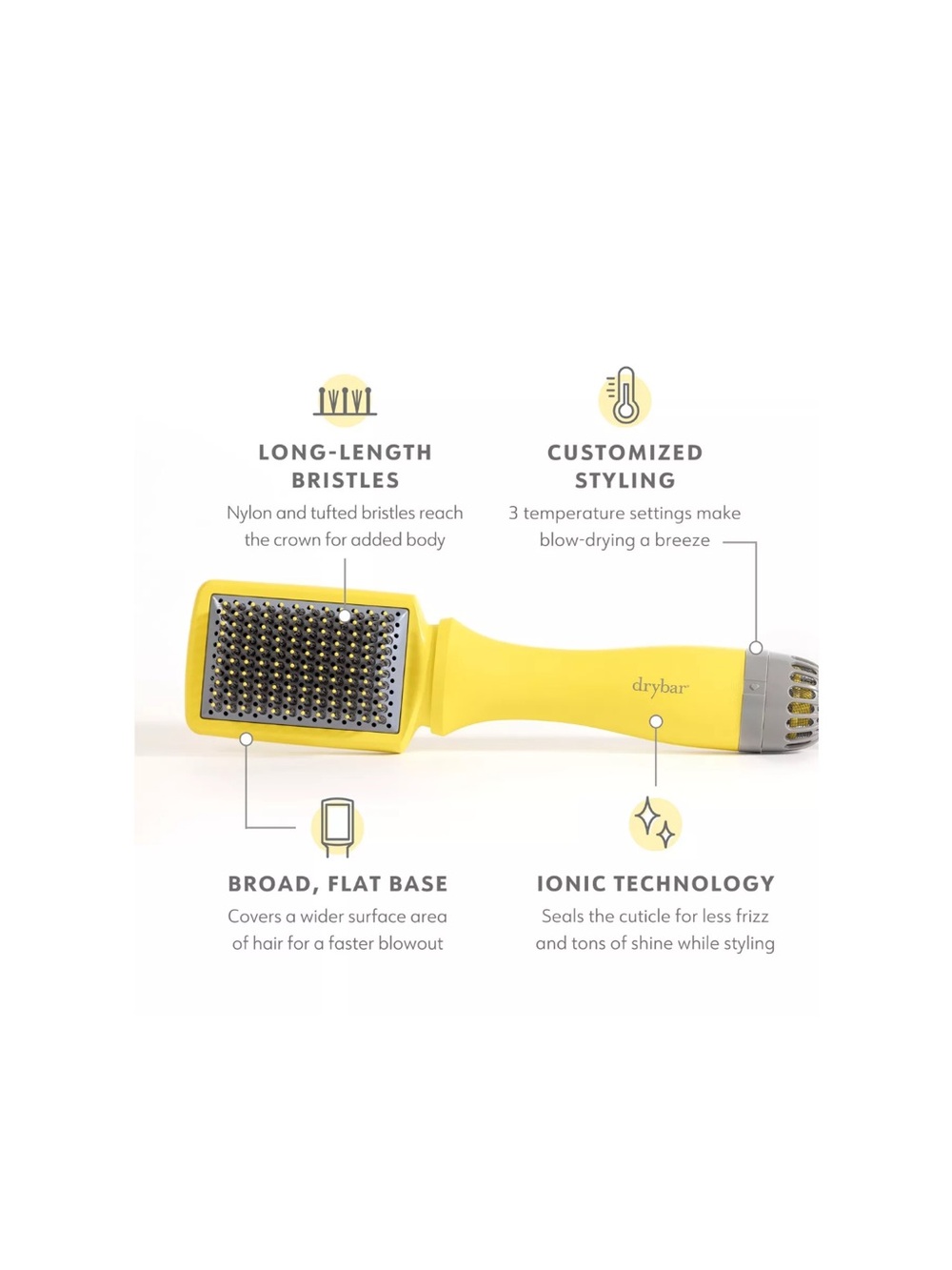 Drybar Yellow Paddle Brush with Silver Accents - Picture 2 of 3
